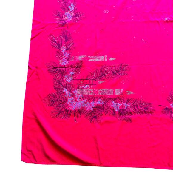 Vtg Christmas CALIFORNIA HAND PRINTS Tablecloth circa 1950s 64" x 51" Red - Picture 9 of 16